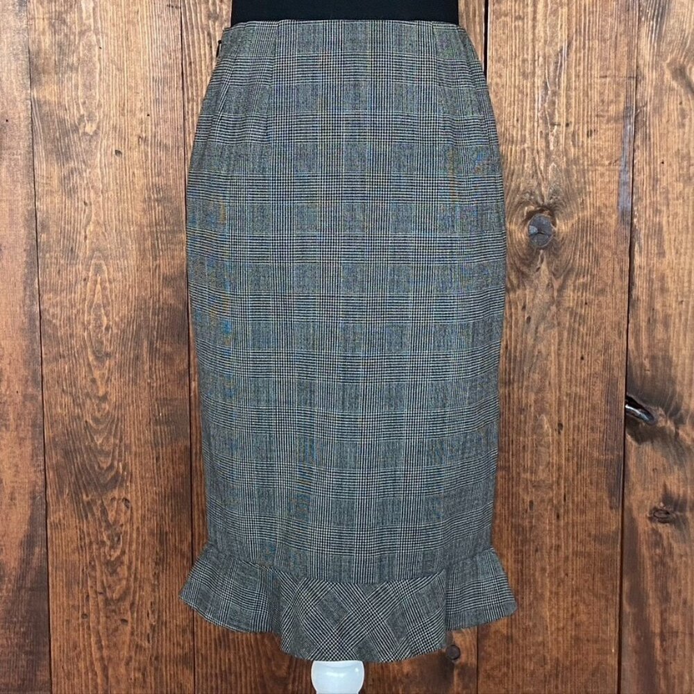 Ann Taylor Gray Plaid Pencil Skirt Sz 0